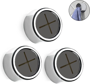 3-Pack Adhesive Towel Hooks &ndash; Premium Chrome Finish, No-Drill Wall Mount for Kitchen, Bathroom &amp; Shower &ndash; Strong Sticky Hooks for Hand Towels, Robes &amp; Hats