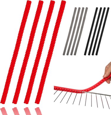 عبوة من 4 واقيات رفوف الفرن - واقيات سيليكون مقاومة للحرارة (بطول 14 بوصة) - واقيات رفوف حمراء وسوداء متينة ومضادة للانزلاق للخبز والشواء والتحميص - تناسب معظم الأفران