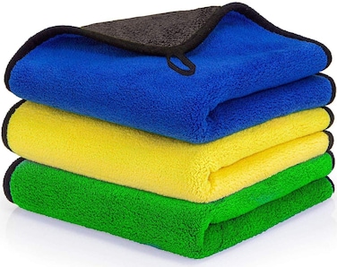Premium Microfiber Car Drying Towel (Pack of 3) &ndash; Ultra Absorbent, Scratch-Free, 30x40 cm &ndash; Assorted Colors &ndash; BJ-1670 &ndash; Ideal for Cars, Motorcycles &amp; Detailing