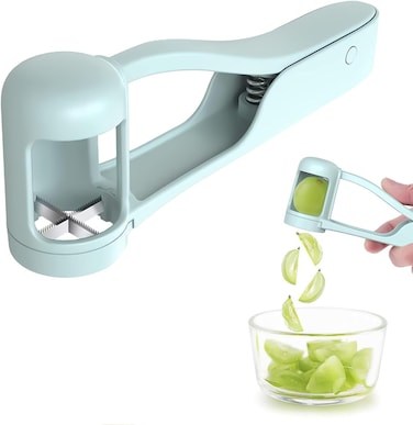 قطاعة فواكه وخضراوات 3 في 1 - قطاعة عنب، قطاعة فراولة، قطاعة طماطم ربعية - أداة مطبخ للسلطات، وأطعمة الأطفال، وتزيين الكيك.