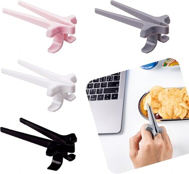 4-Pack Gaming Finger Sleeves with Chopstick Clips - Snack Grippers for Gamers, Controller Accessories - Non-Slip Finger Tongs for Phones, Chips, Candy.