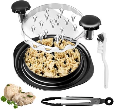 Professional Chicken Shredder Tool - Large Meat Shredder with Transparent Lid &amp; Anti-Slip Base - Ergonomic Handle for Pulled Pork, Chicken Breast - BPA Free, Dishwasher Safe, Heat Resistant