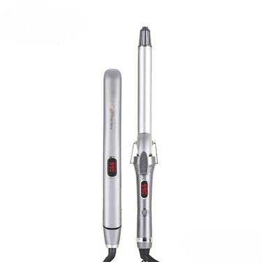 2-in-1 Hair Curler &amp; Straightener Set - Professional Styling Tool with Adjustable Temperature, Ceramic Plates &amp; Travel Pouch for Salon.