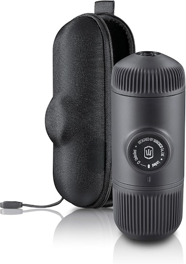 Portable Espresso Maker with Protective Case &ndash; Mini Travel Coffee Machine for Camping, Office &amp; On-the-Go &ndash; Compatible with Nespresso Pods &amp; Ground Coffee