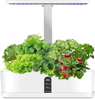 Smart Indoor Garden Hydroponics Growing System &ndash; 9 Pods Herb Grow Kit with LED Grow Light, Automatic Timer &amp; Adjustable Height &ndash; Perfect for Kitchen, Office, Home