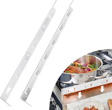 4Pcs Stainless Steel Stove Gap Covers &ndash; Adjustable Oven &amp; Counter Gap Filler &ndash; Heat-Resistant Range Trim Kit for Kitchen Safety &amp; Cleanliness