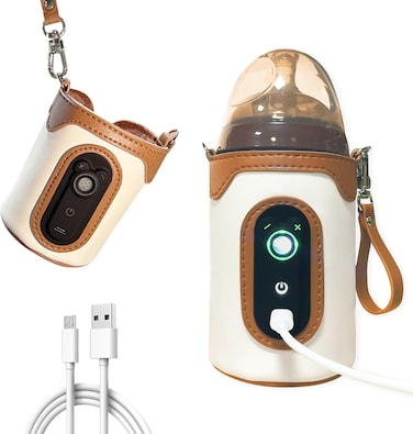 جهاز تسخين زجاجات الأطفال المحمول مع شاشة LCD - ضبط 26 درجة حرارة وحافظة حرارة الحليب الحرارية - جهاز تسخين زجاجات السفر للسيارة والمنزل والاستخدام أثناء التنقل - تسخين سريع لحليب الأم والحليب الصناعي