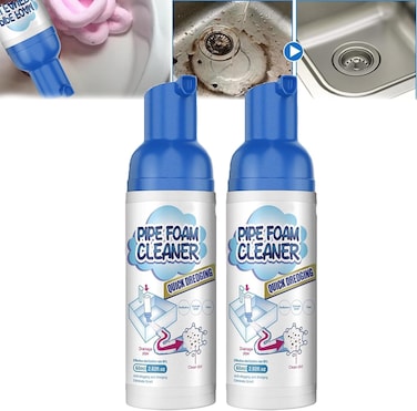 Powerful Foaming Drain Cleaner &ndash; Fast-Acting Clog Remover for Sinks, Tubs &amp; Showers &ndash; Eliminates Odors &amp; Unclogs Drains (2 Bottles)