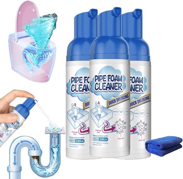 Foaming Drain Cleaner &ndash; 3PCs Liquid Hair Clog Remover for Sinks &amp; Showers &ndash; Gentle Yet Powerful Drain Opener