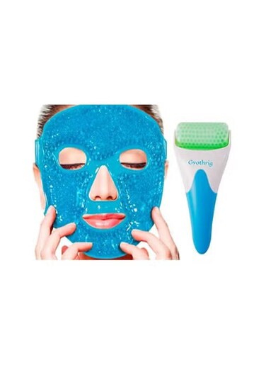 Set of 2 Ice Gel Face Roller Masks &ndash; Reusable Cold Compress Eye Masks for Dark Circles, Puffiness, Headache Relief, Cooling Skincare Bead Packs