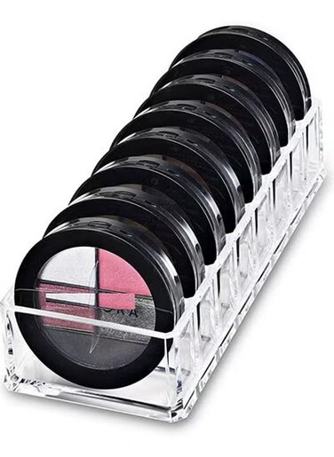 Clear Acrylic Makeup Organizer &ndash; 8-Slot Vanity Powder &amp; Blush Holder for Makeup Storage   Highlighter, Eyeshadow Palette, &amp; Compact Organizer