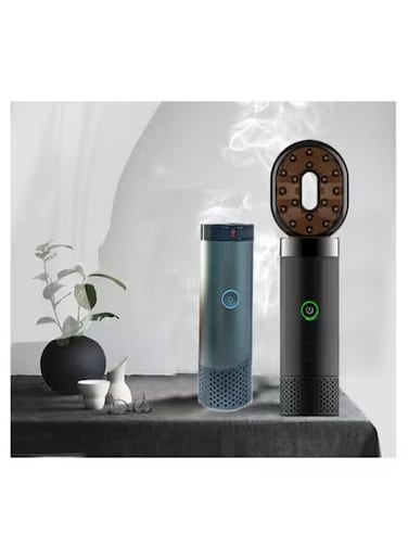 مبخرة كهربائية محمولة بتصميم عربي عصري - مبخرة بخور قابلة للشحن عبر USB مع مشط للشعر، موزع روائح عطرية   ديكور منزلي ومجموعة هدايا لعشاق العطور