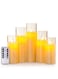 LED Flameless Pillar Candles Set of 5 &ndash; Battery Operated with Remote and Timer, 3D Flickering Flame, Plexiglass Candles for Home, Wedding, Holiday