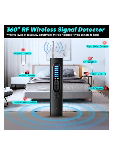 Hidden Camera Detector &ndash; Anti-Spy RF Wireless Signal Scanner with GPS Detection, 5-Level Sensitivity for Bug Detection, Hotel, Home, Office Security