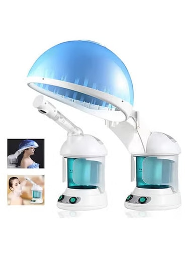 جهاز بخار للشعر والوجه 3 في 1 مع غطاء ورذاذ - جهاز بخار وترطيب محمول للعناية بالشعر والوجه والصالونات المنزلية