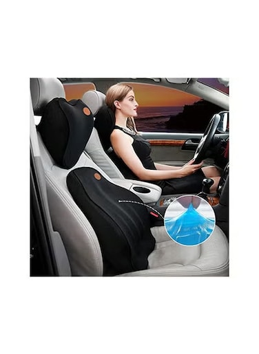 Car Neck and Back Pillow Set &ndash; Memory Foam Neck and Lumbar Support Pillow for Car Seat, Office Chair, Gaming Chair, Wheelchair, Enhanced Comfort with Headrest