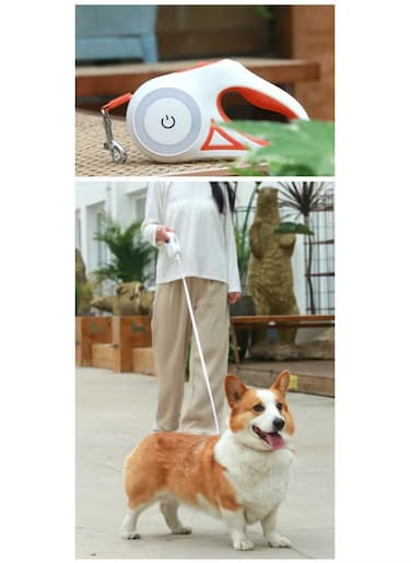 Retractable Dog Leash with LED Light   Heavy Duty 16ft Leash for Small, Medium &amp; Large Dogs   Reflective Walking Leash with Built-in Flashlight