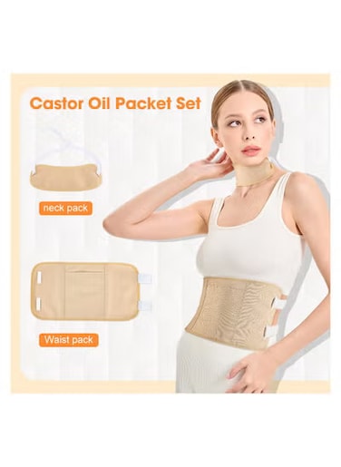 ضمادة زيت الخروع لتنظيف الكبد من السموم - عبوة قطنية عضوية قابلة لإعادة الاستخدام وقابلة للتعديل مع حزام مطاطي   تصميم مانع للتسرب، أقل فوضى