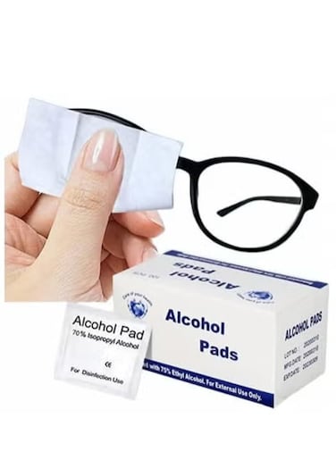 فوط تحضير الكحول ومناديل تنظيف العدسات - مسحات تعقيم مطهرة ومناديل خالية من الخطوط للنظارات وشاشات الهواتف وعدسات الكاميرات والأجهزة اللوحية والإلكترونيات