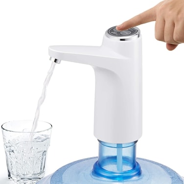 Automatic Water Dispenser Pump &ndash; USB Rechargeable Portable 600ml Electric Water Bottle Pump for Home, Office, Outdoor Use &ndash; Easy Clean, No Bacterial Retention, White

