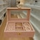 Luxury Jewelry Organizer Box &ndash; Double Layer Jewelry Tray for Women, Necklace Holder, Ring &amp; Earring Organizer, Best Jewelry Storage for Drawer, Pearl Pink
