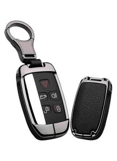 Land Rover Key Cover   Premium Metal Leather Key Holder with Keychain   Protective Case for Range Rover, Discovery, Evoque, Defender, Sport Key Fob
