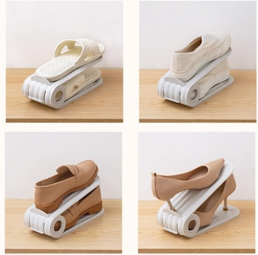 Shoe Storage Rack Adjustable Double Layer Stackable Shoe Organizer for Closet Space Saving Shoe Holder with Anti Slip Design
