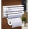 Triple Paper Dispenser Wall Mounted Kitchen Towel Holder Tissue Paper Roll Dispenser 3-in-1 Storage Rack for Cling Film Aluminum Foil and Paper Towels