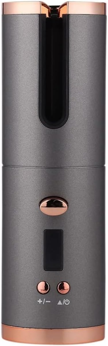 مكواة تجعيد شعر أوتوماتيكية لاسلكية - مكواة تجعيد سيراميك دوارة مع شاشة LCD، قابلة لإعادة الشحن عبر USB، عصا تجعيد تلقائية مضادة للتشابك للشعر الطويل والقصير