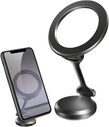 حامل هاتف مغناطيسي للسيارة بتصميم قابل للطي يدور 360 درجة - حامل سيارة من سبائك معدني للوحة القيادة والمكتب والحامل - حامل هاتف محمول عالمي للاستخدام الآمن بدون استخدام اليدين
