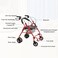 Steel Pipe Rollator Walker with Seat &ndash; Folding Wheeled Walking Frame with Brake, Adjustable Handles, Lightweight Mobility Aid with Storage Bag
