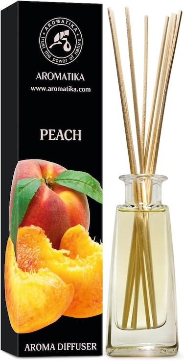 معطر جو برائحة الخوخ للغرف - ١٠٠ مل من أعواد القصب الطبيعية   معطر جو يدوم طويلًا للمنزل، المكتب، الحمام، غرفة النوم