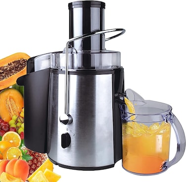 Power Juicer Machine &ndash; Stainless Steel Juicer with Juice &amp; Pulp Separation, Wide Mouth, Safety Lock, Easy Clean, for Celery, Carrot, Pomegranate, Citrus