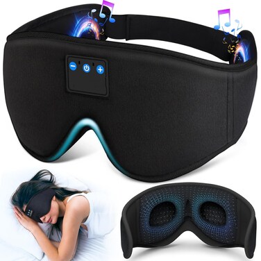 Bluetooth Sleep Headphones with 3D Eye Mask &ndash; Wireless Music Sleep Mask with HD Stereo Speakers &ndash; Bluetooth 5.0 Sleeping Headphones for Side Sleepers, Travel
