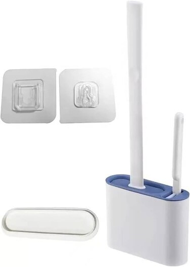 Wall Hanging Soft TPR Toilet Brush Set with Holder &ndash; Silicone Bristles, Detachable Handle, Durable Bathroom Cleaner &ndash;WC Accessories for Easy