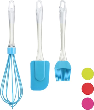 3-Piece Silicone Baking Utensil Set &ndash; Heat Resistant Kitchen Tools with Basting Brush, Dough Spatula &amp; Balloon Whisk &ndash; Non-Stick, BPA-Free Baking Kit for Cooking, Baking