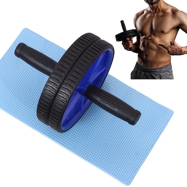 عجلة تمارين البطن بمقابض معدنية ووسادة للركبة - عجلة تمارين تقوية عضلات البطن للصالة الرياضية المنزلية، تصميم متين مانع للانزلاق للرجال والنساء