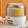 Automatic 10kg Dry Food Storage Dispenser &ndash; 360&deg; Rotating Plastic Cereal, Rice, Grain Dispenser with Measuring Cup, Airtight Container for Kitchen Pantry
