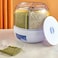 Automatic 10kg Dry Food Storage Dispenser &ndash; 360&deg; Rotating Plastic Cereal, Rice, Grain Dispenser with Measuring Cup, Airtight Container for Kitchen Pantry
