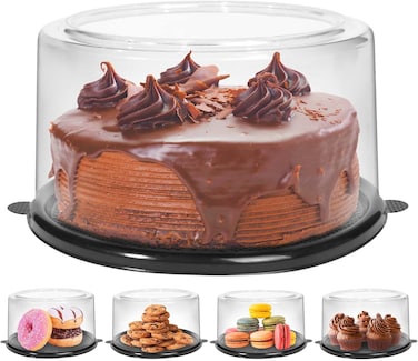 6-Inch Round Cake Container with Lid &ndash; Clear PET Plastic Cake Box Keeper for Storage, Transport &amp; Display, Airtight Cake Holder for Bakery &amp; Home Use
