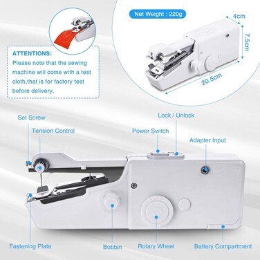 Portable Handheld Sewing Machine &ndash; Mini Cordless Electric Stitch Tool for Quick Repairs on Fabric, Clothing, Curtains, DIY &amp; Travel Use &ndash; Compact Sewing Kit