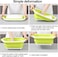 Collapsible Cutting Board with Colander &ndash; 3-in-1 Foldable Chopping Board, Washing Bowl &amp; Draining Basket &ndash; Silicone Portable Kitchen Sink with Drain Plug