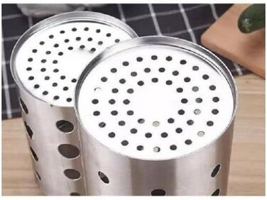 مجموعة أدوات مطبخ من الفولاذ المقاوم للصدأ - شوكة وملعقة ومصفاة من قطعتين مع حامل صينية - أدوات طهي وتقديم متينة للاستخدام في المنزل والفندق والبوفيه