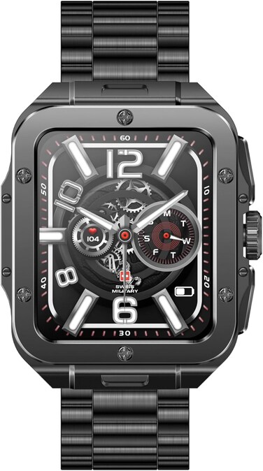 SWISS MILITARY BY BTS Alps 2 Smartwatch with Bluetooth Calling, Music Playback &amp; 1000-Song Storage, IP67 Waterproof Fitness Watch with Heart Rate &amp; SpO2 Monitoring
