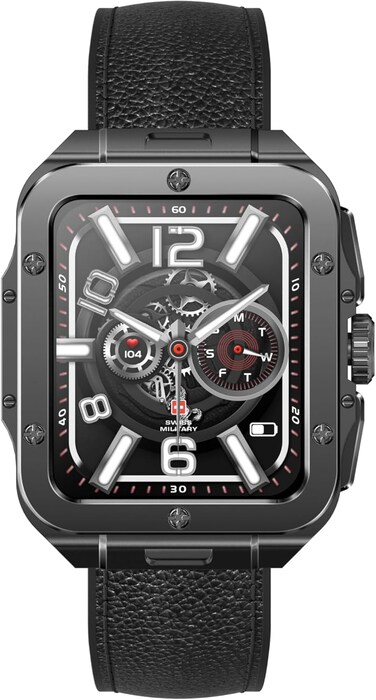 Swiss Military Alps 2 Smartwatch (Gun Metal Black) with Bluetooth Calling, Music Playback, 1000-Song Storage, Magnetic Charging, IP67 Waterproof Fitness Tracker