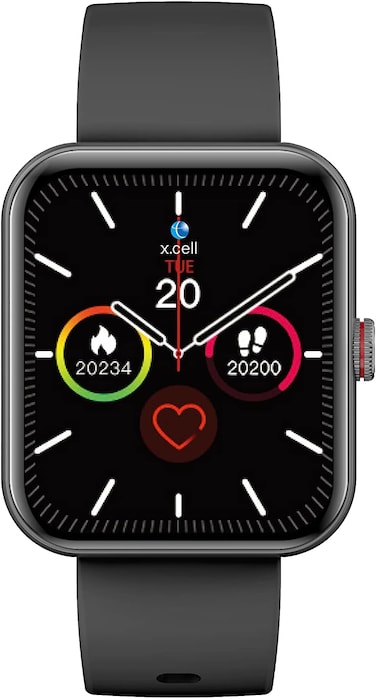 X.cell G5 Talk Smart Watch with Bluetooth Calling, Heart Rate, Blood Pressure &amp; SpO2 Monitoring, IP67 Waterproof, 1-Week Battery Life,  (Black/Silver)

