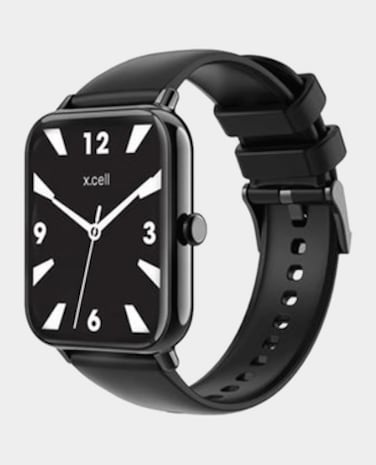ساعة X.Cell G8 Talk الذكية لأجهزة Android وiOS - مكالمات بلوتوث، وجهاز تتبع اللياقة البدنية، ومراقب معدل ضربات القلب، وشاشة تعمل باللمس، وأوضاع رياضية - أسود
