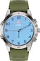 Swiss Military DOM5 Smartwatch 1.43" AMOLED Display &ndash; Bluetooth Calling, Wireless Charging, Multi-Language, Health &amp; Fitness Tracker, Silver Frame with Green Strap
