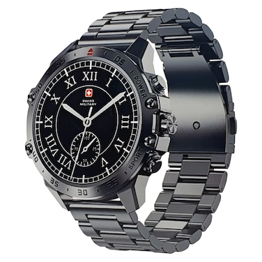 Swiss Military DOM5 Smart Watch 1.43" AMOLED Display &ndash; Dark Silver Metal Strap &amp; Case, Bluetooth Calling, Wireless Charging, Health &amp; Fitness Tracker
