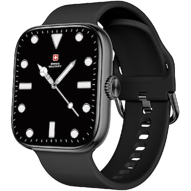 Swiss Military Alps 4 Smartwatch &ndash; 1.43" AMOLED Touchscreen, Bluetooth Calling, 100+ Sports Modes, Heart Rate &amp; SpO2 Tracking, 7-Day Battery,  &ndash; Black Silicone Strap
